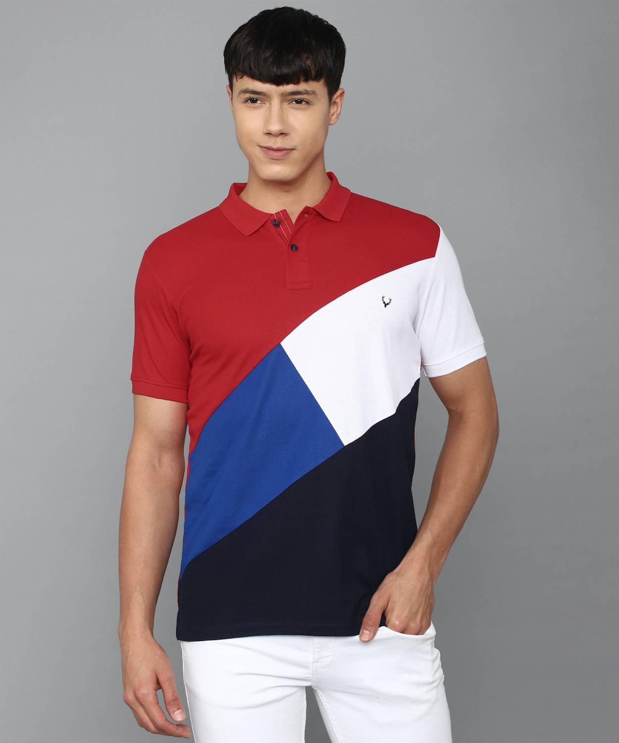 Allen Solly Colorblock Men Polo Neck Multicolor T-Shirt