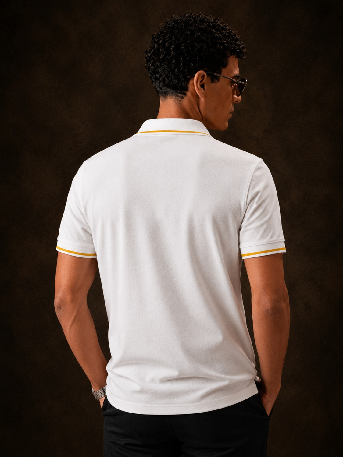 Image of Occupied Clothing Co. Men Solid Polo Neck Pure Cotton White T-Shirt