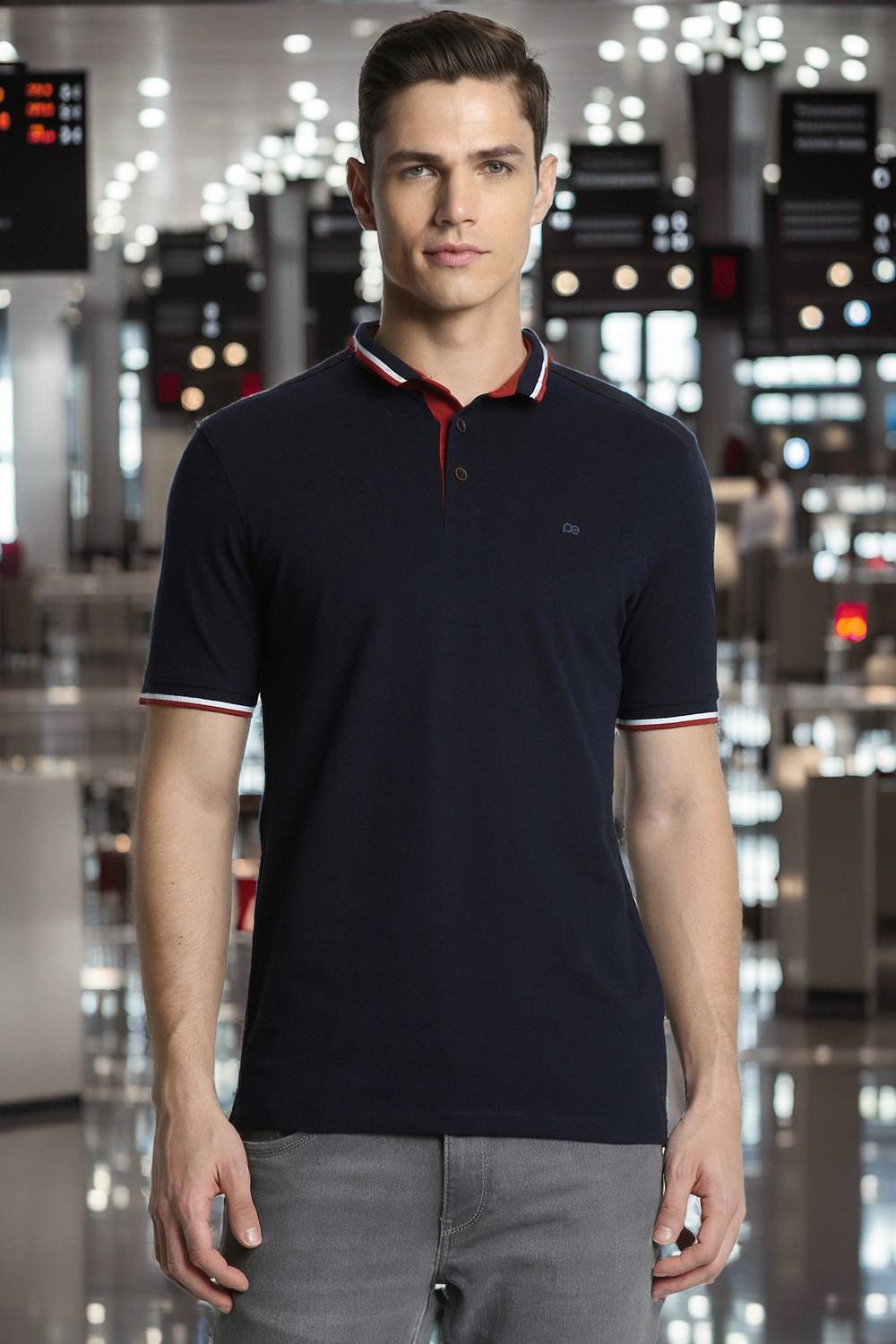 PETER ENGLAND Men Solid Polo Neck Polycotton Black T-Shirt