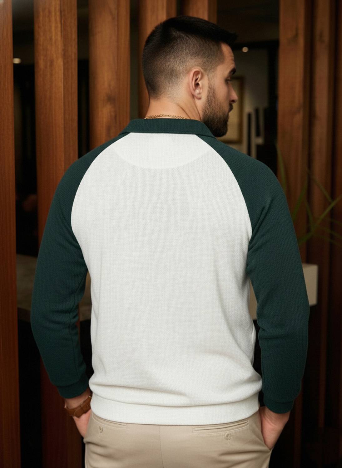 Try Men Green Polo Neck T-Shirt - Image 3