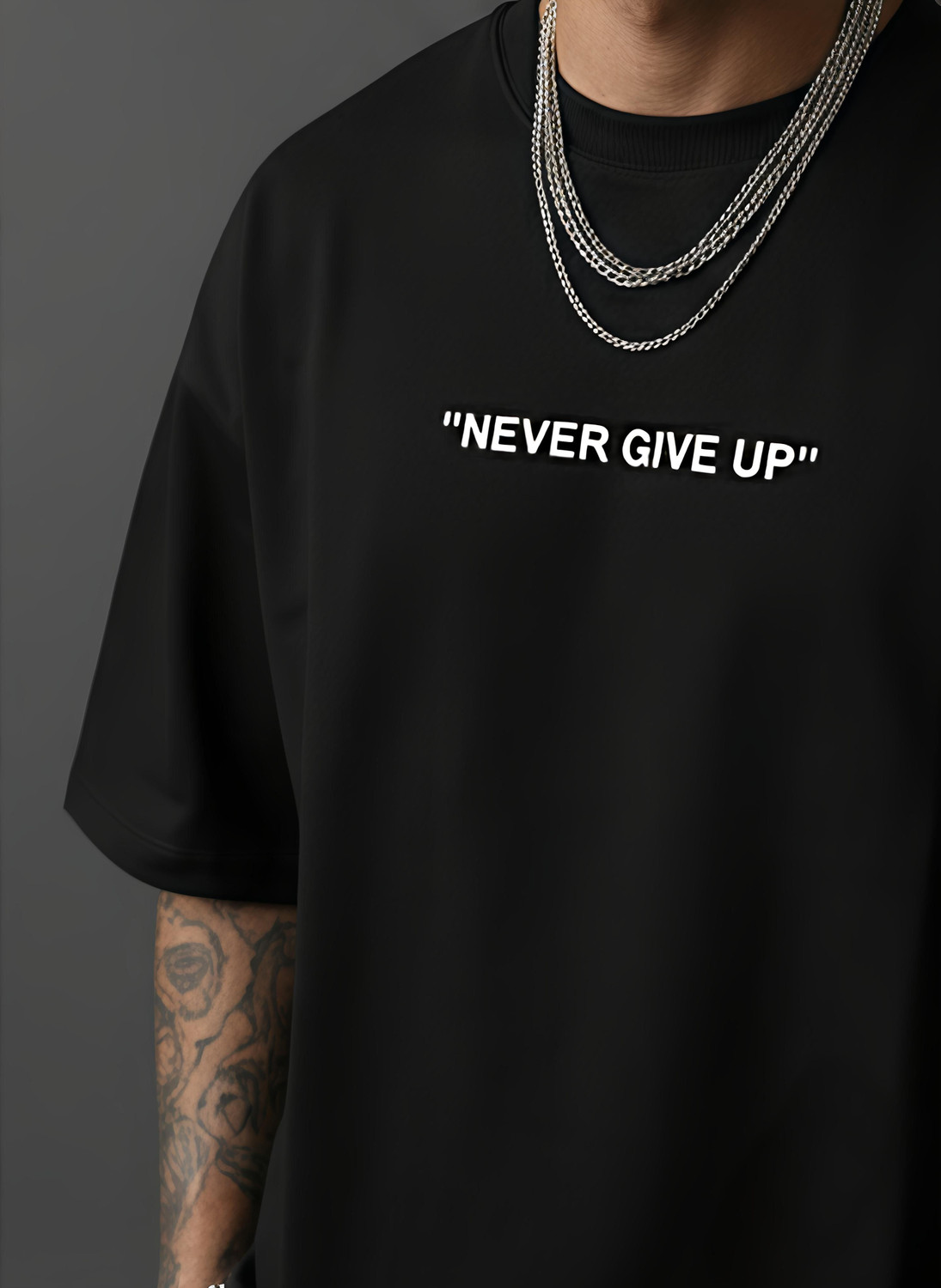 Image of Fab Fashion Studio Printed Men Round Neck Black T-Shirt