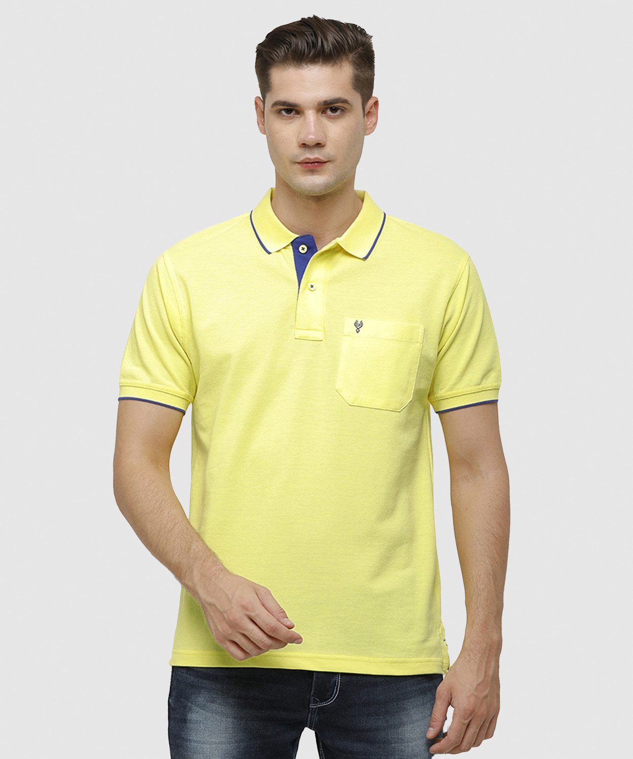 Image of Classic Polo Solid Men Polo Neck Yellow T-Shirt