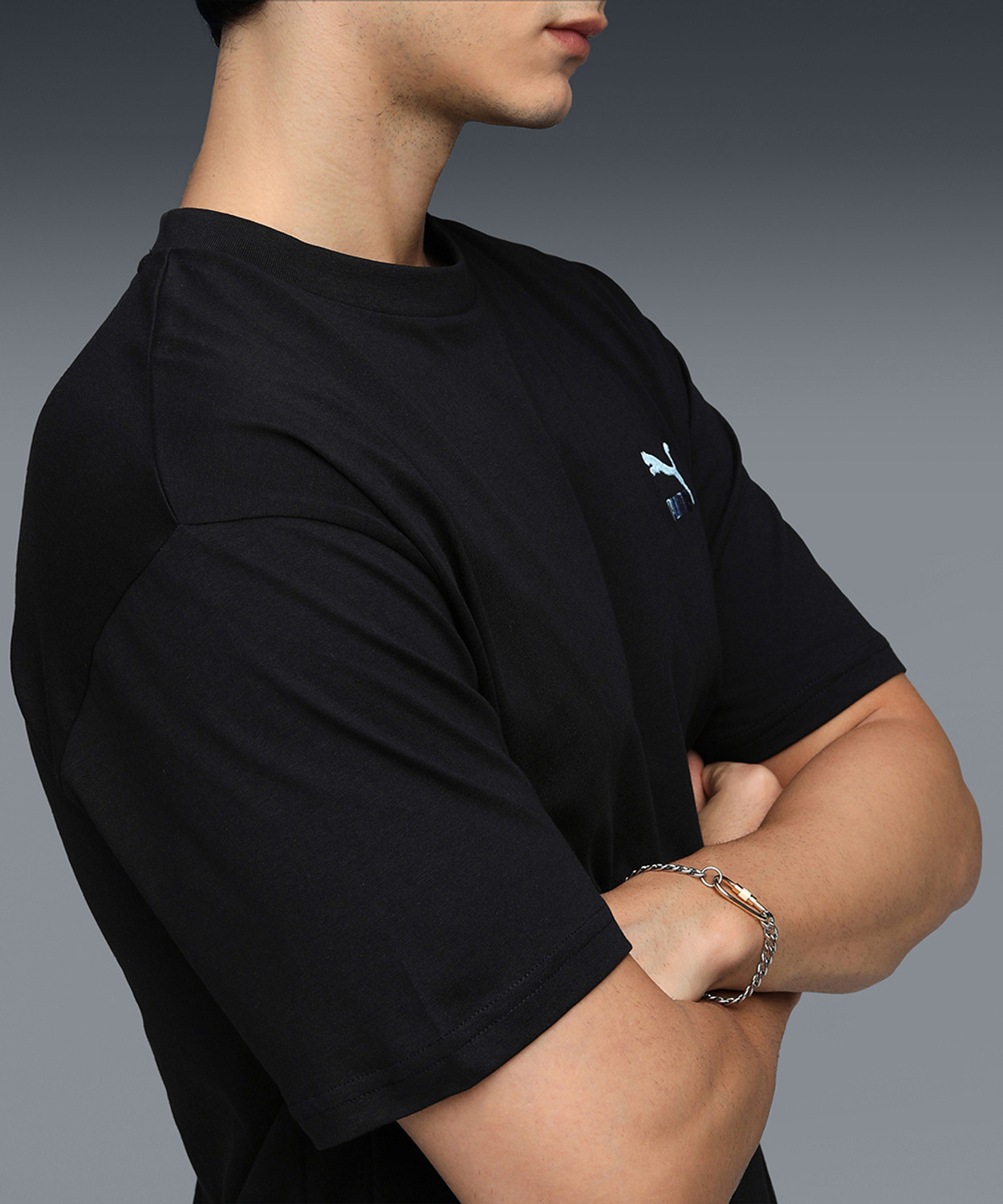 Image of PUMA Solid Men Crew Neck Black T-Shirt