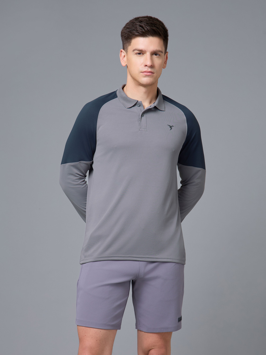 Image of TECHNOSPORT Colorblock Men Polo Neck Blue T-Shirt