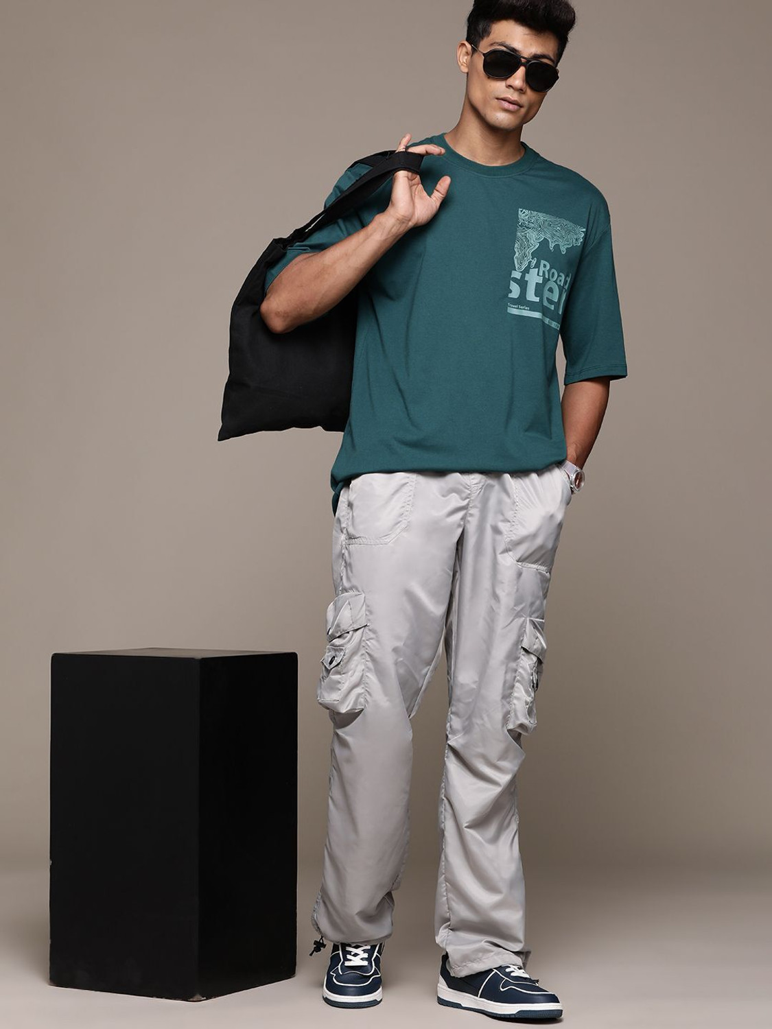 Image of Roadster Printed Men Round Neck Green T-Shirt