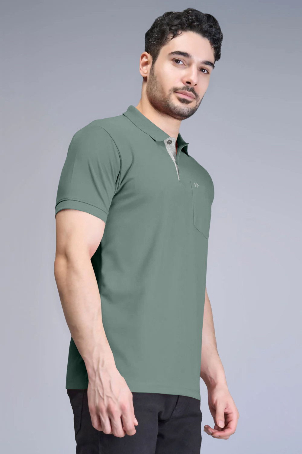 Image of Triptee Solid Men Polo Neck Light Green T-Shirt