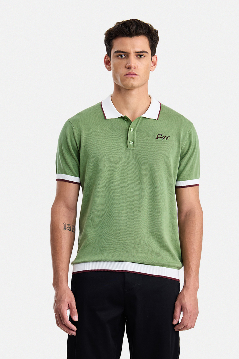 Image of Snitch Solid Men Polo Neck Green T-Shirt