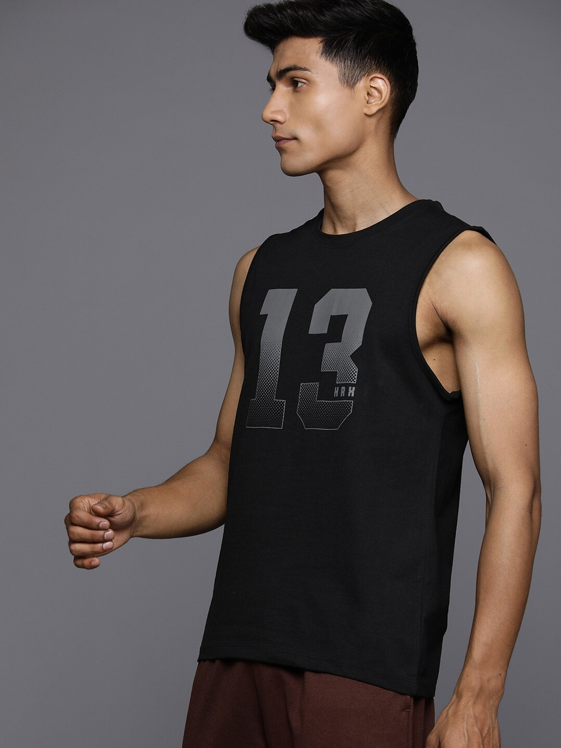 Image of HRX by Hrithik Roshan Printed Men Round Neck Black T-Shirt