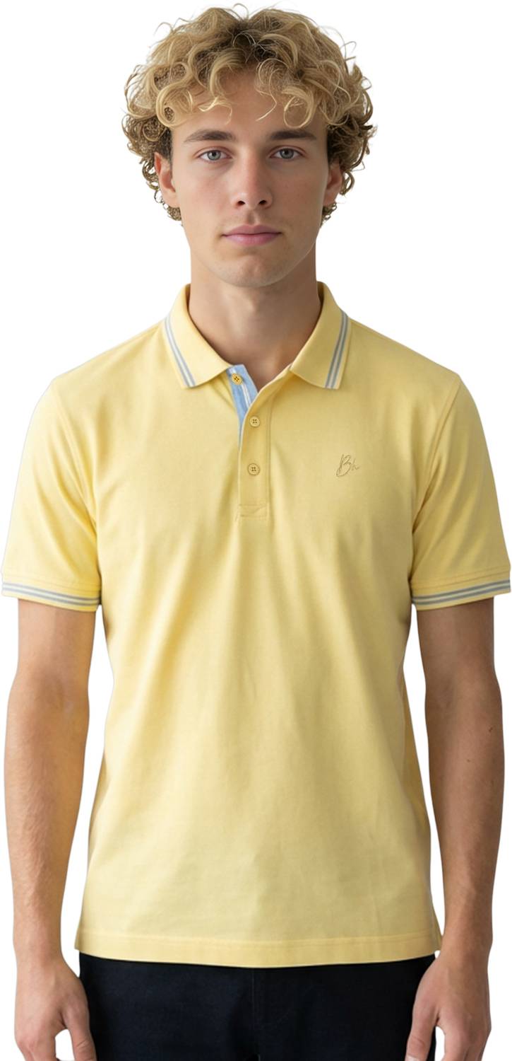 BEING HUMAN Men Yellow Polo Neck T-Shirt