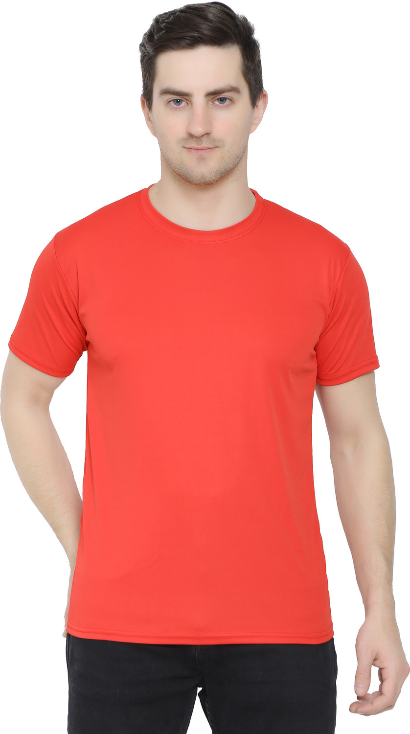 Image of KEOTI Solid Men Round Neck Red T-Shirt