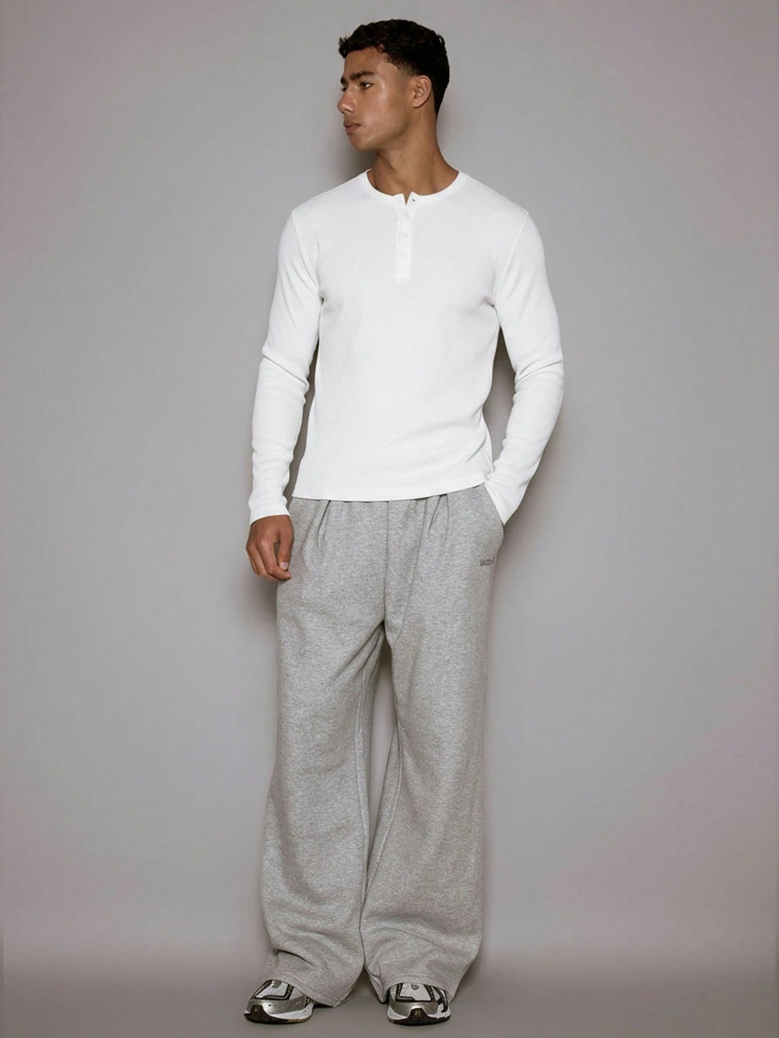 Image of The Modern Soul Solid Men Henley Neck White T-Shirt