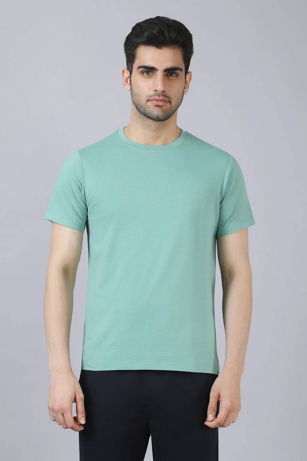 BELANO Solid Men Round Neck Light Green T-Shirt