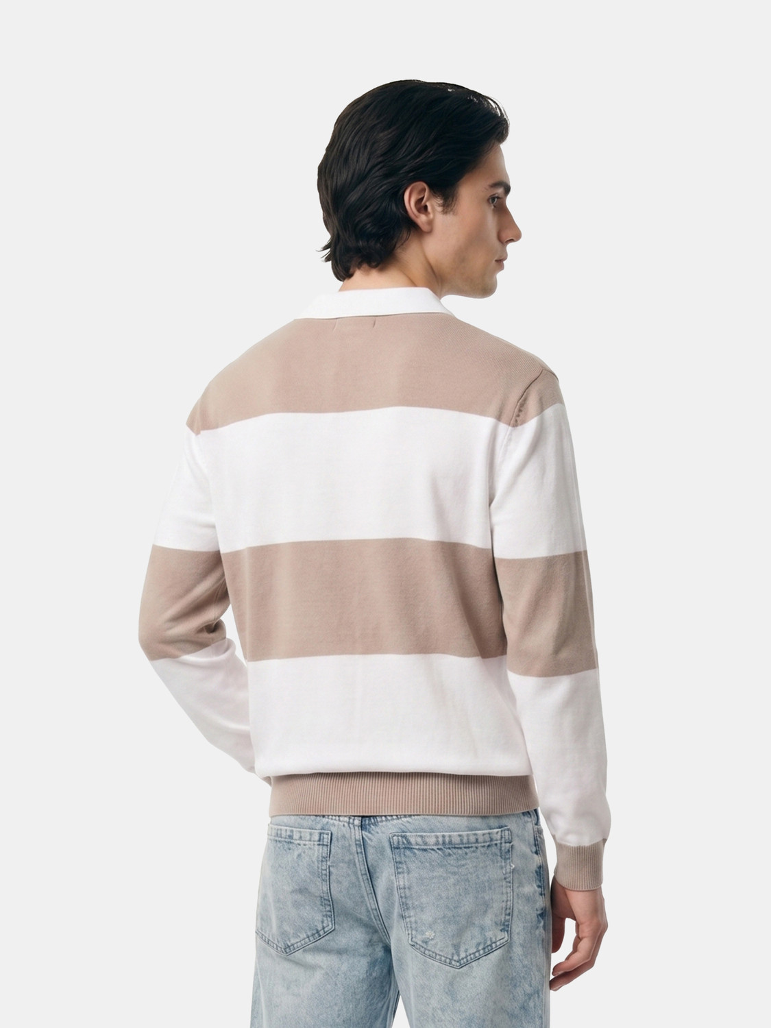 Image of THE BEAR HOUSE Colorblock Men Polo Neck Multicolor T-Shirt