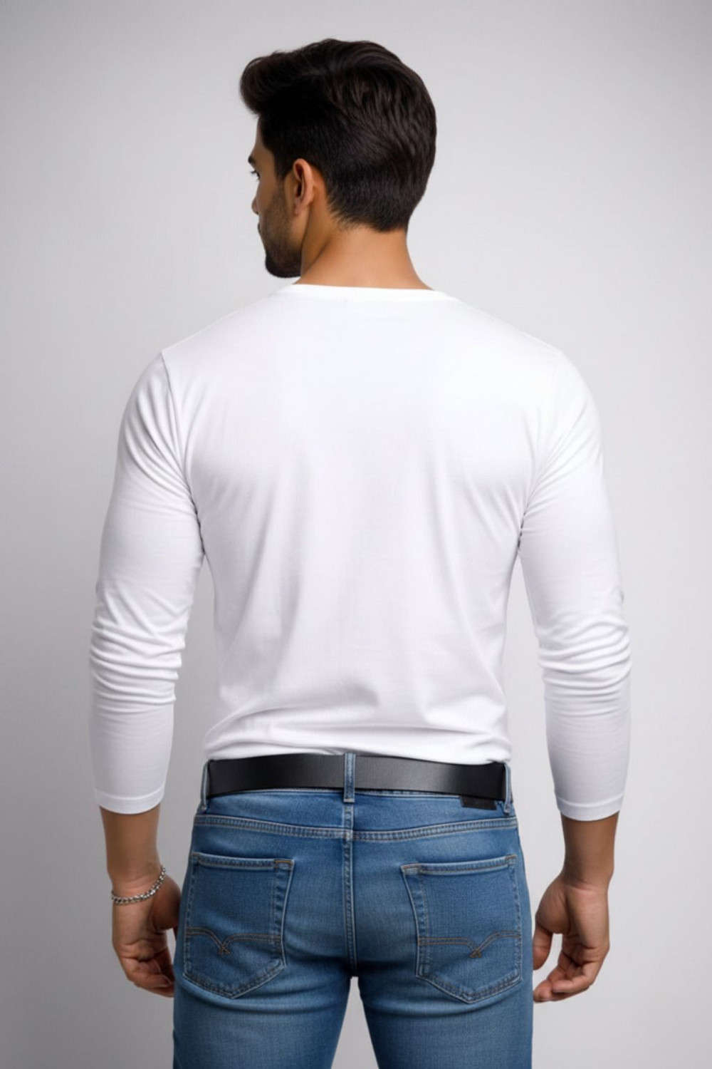 Image of Dark Drive Solid Men Round Neck White T-Shirt