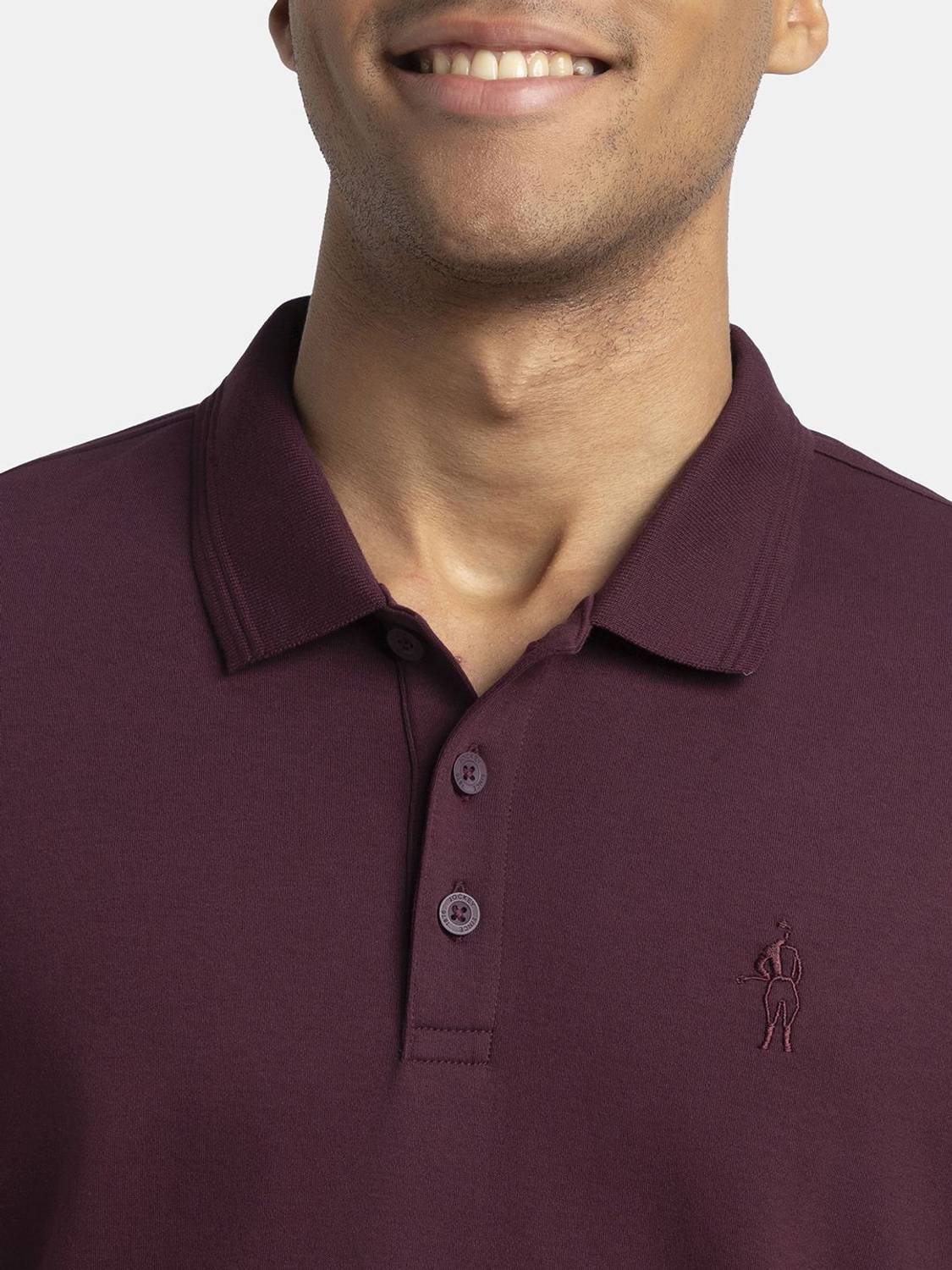JOCKEY Men Maroon Polo Neck T-Shirt - Image 3