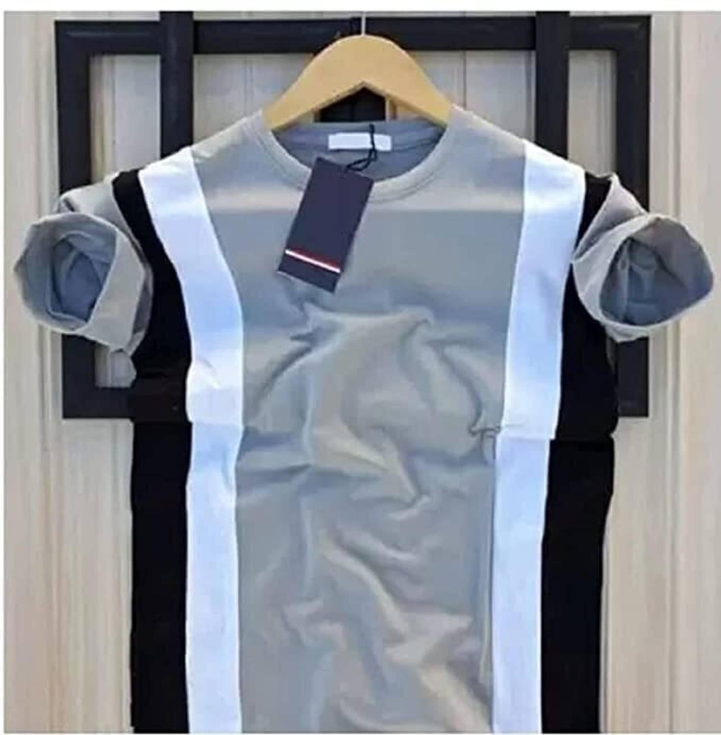 squareretails Men Grey, Pink Striped T-Shirt - Image 3