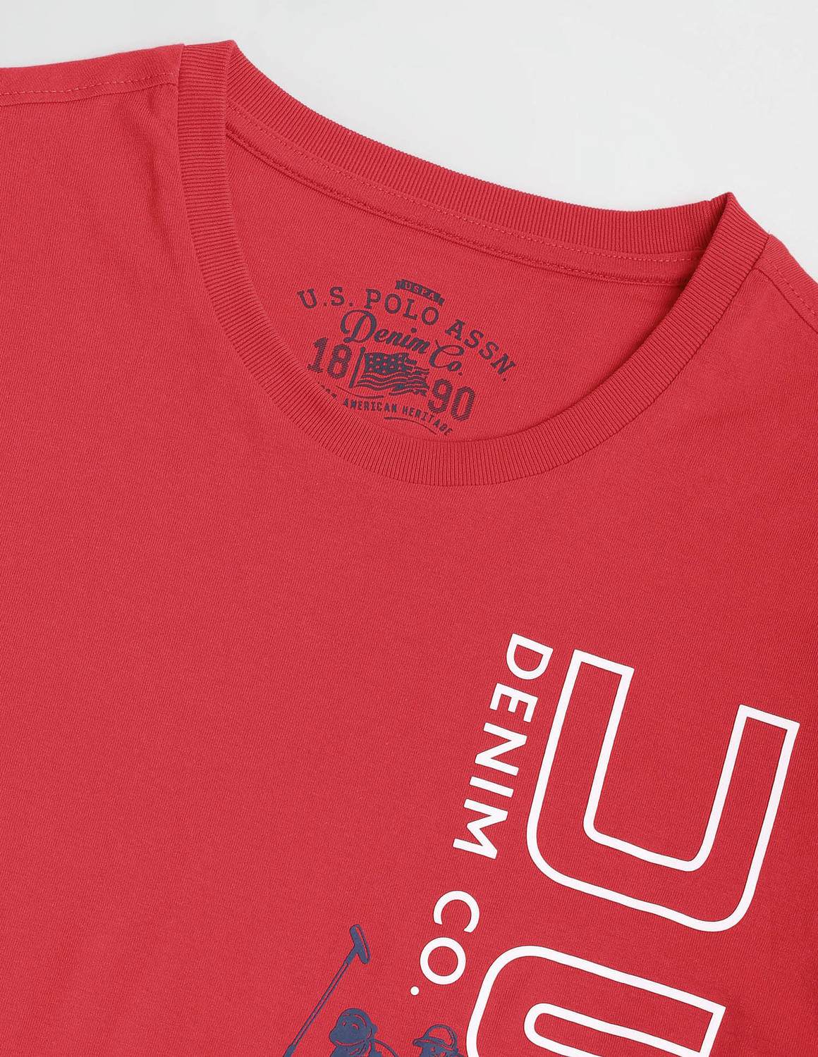 Image of U.S. POLO ASSN. Printed, Typography Men Round Neck Red T-Shirt
