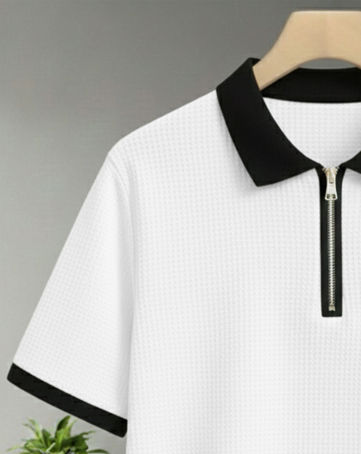 Image of ENITOR Solid Men Polo Neck White T-Shirt