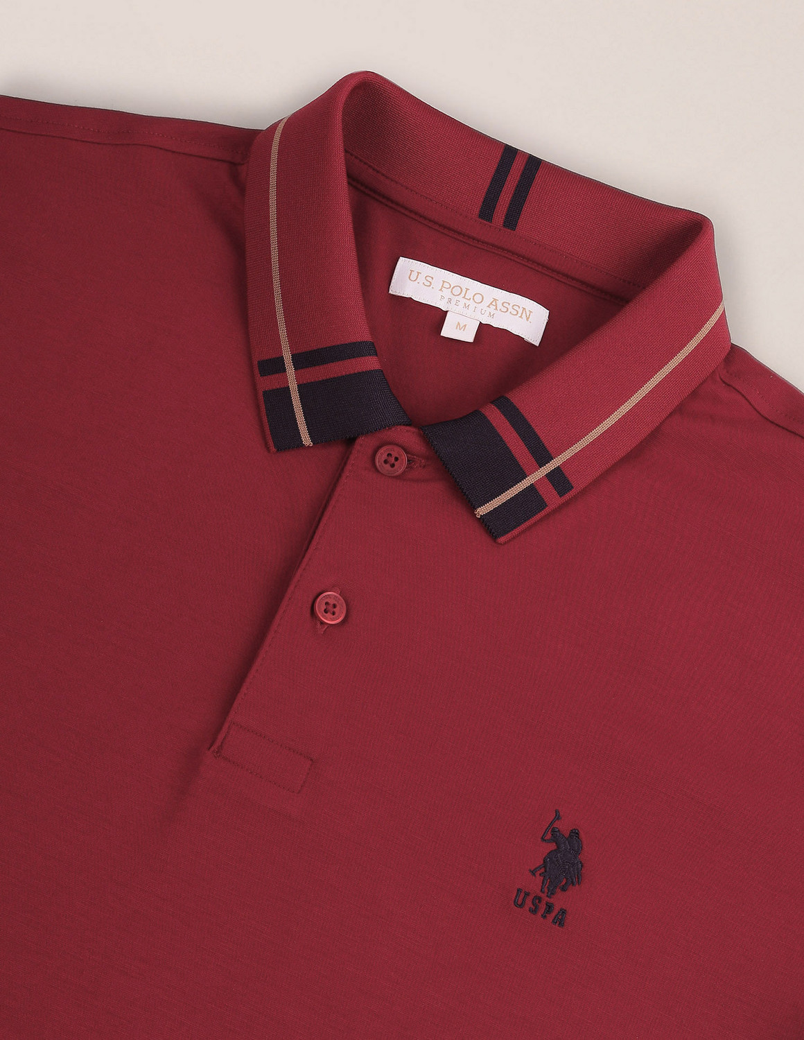 Image of U.S. POLO ASSN. Solid Men Polo Neck Maroon T-Shirt