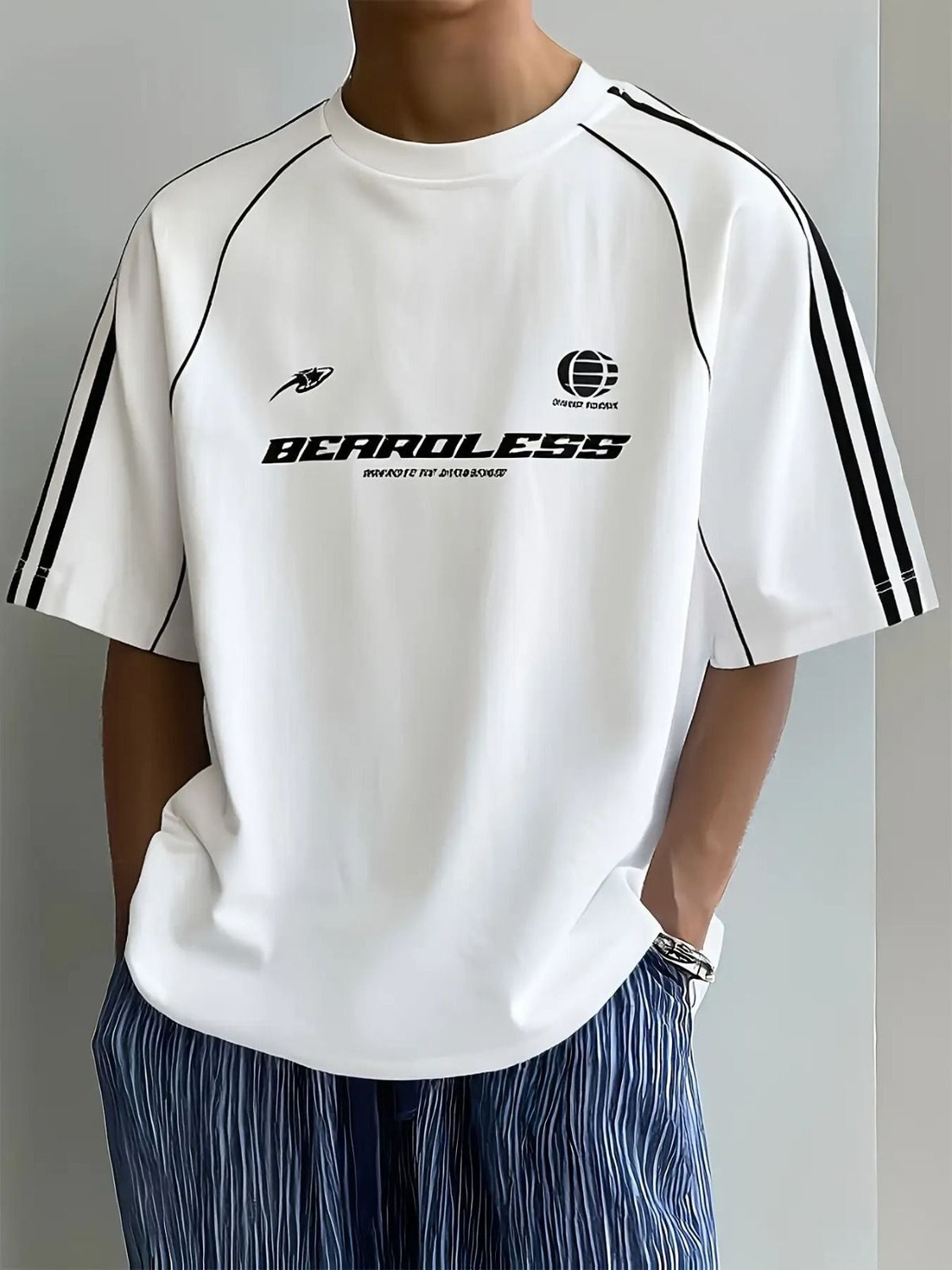 Image of Else & What Printed Men Round Neck White T-Shirt