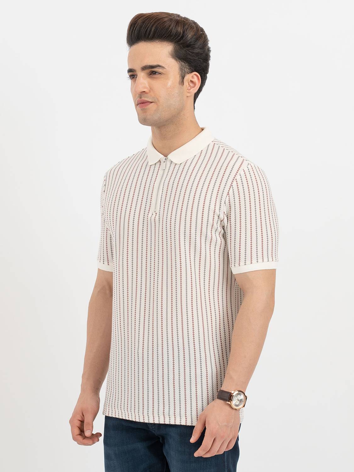 RED TAPE Self Design Men Polo Neck White T-Shirt - Buy RED TAPE