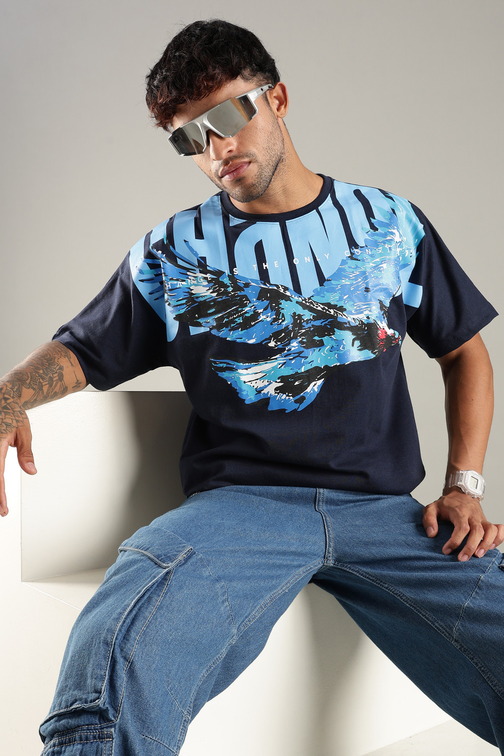 Image of Smosh Printed Men Round Neck Black T-Shirt