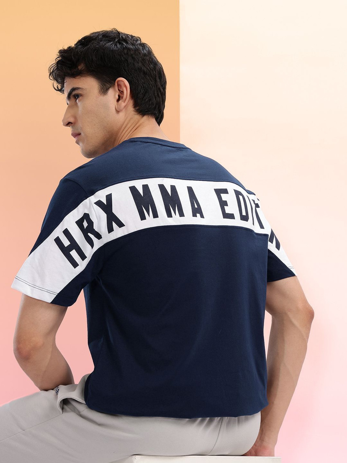 Image of HRX by Hrithik Roshan Printed Men Round Neck Blue T-Shirt