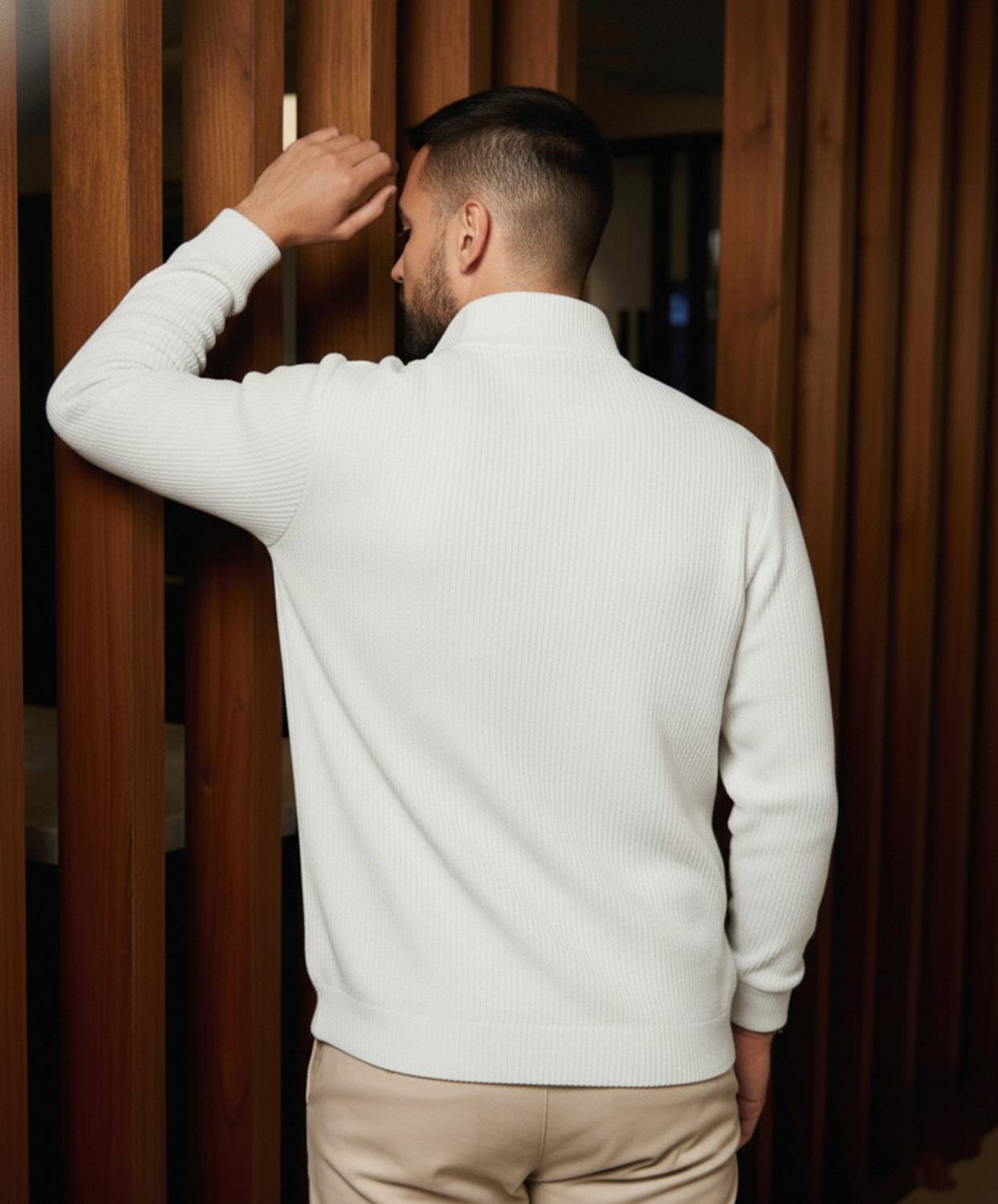 Try Men Zip Neck White T-Shirt - Image 2