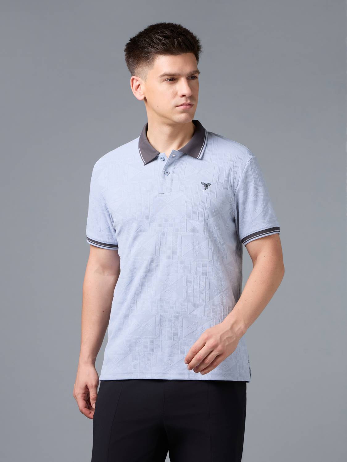 TECHNOSPORT Men Polo Neck Blue T-Shirt - Image 2