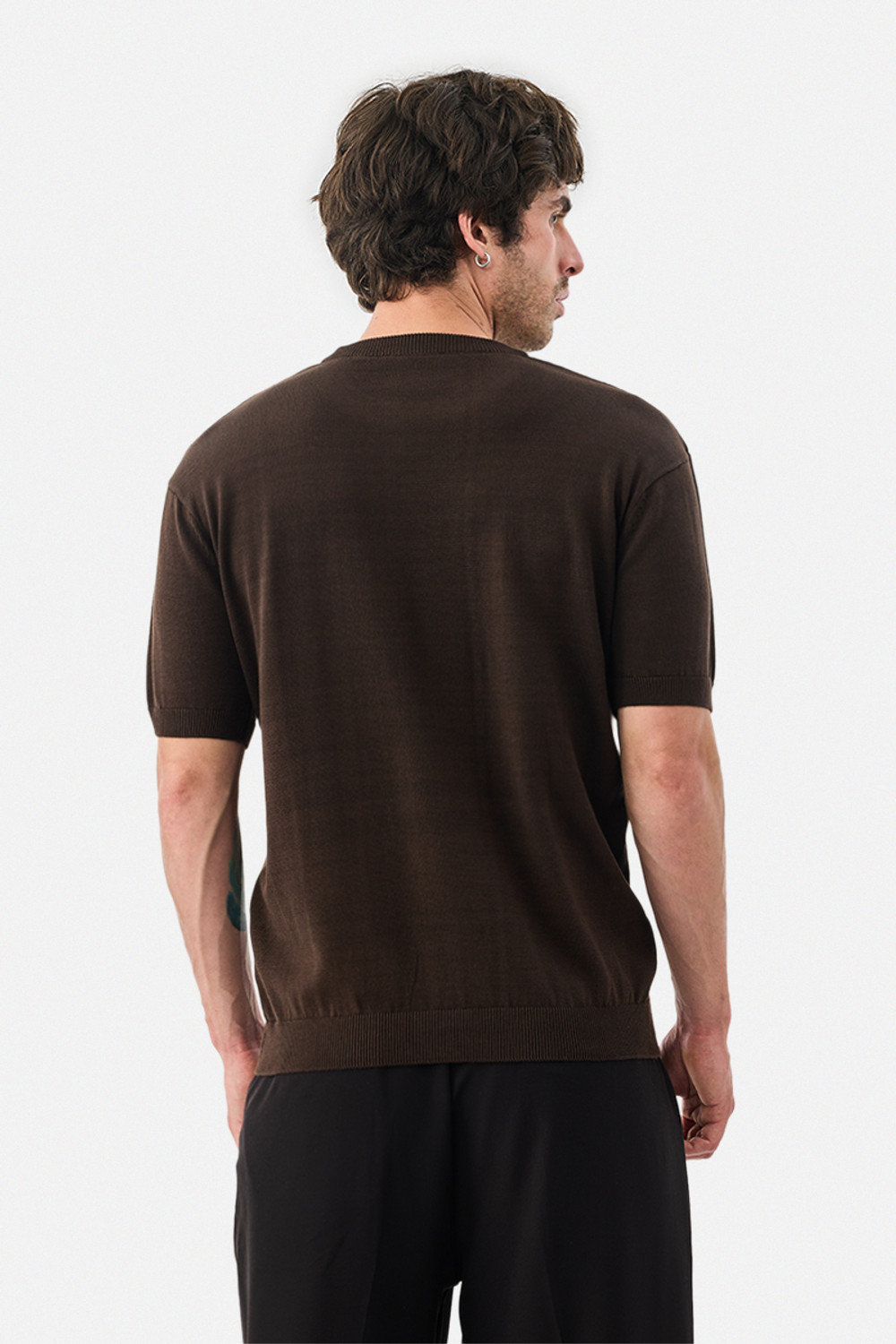 Image of Snitch Printed Men Crew Neck Brown T-Shirt