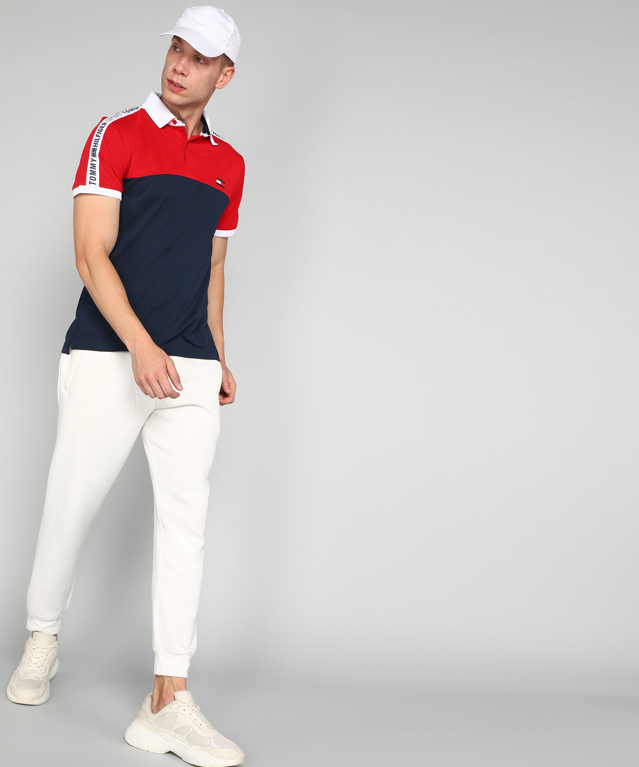 Image of TOMMY HILFIGER Colorblock Men Polo Neck Multicolor T-Shirt