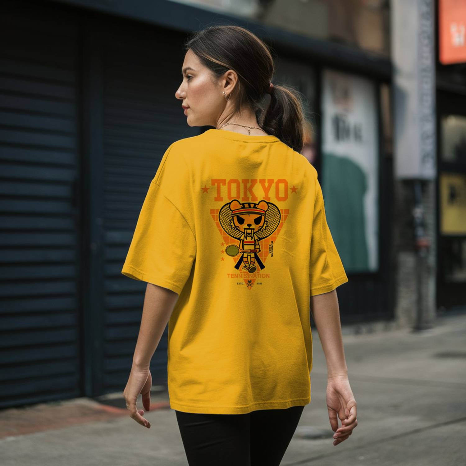 LWEXS Graphic Print Women Round Neck Yellow T-Shirt