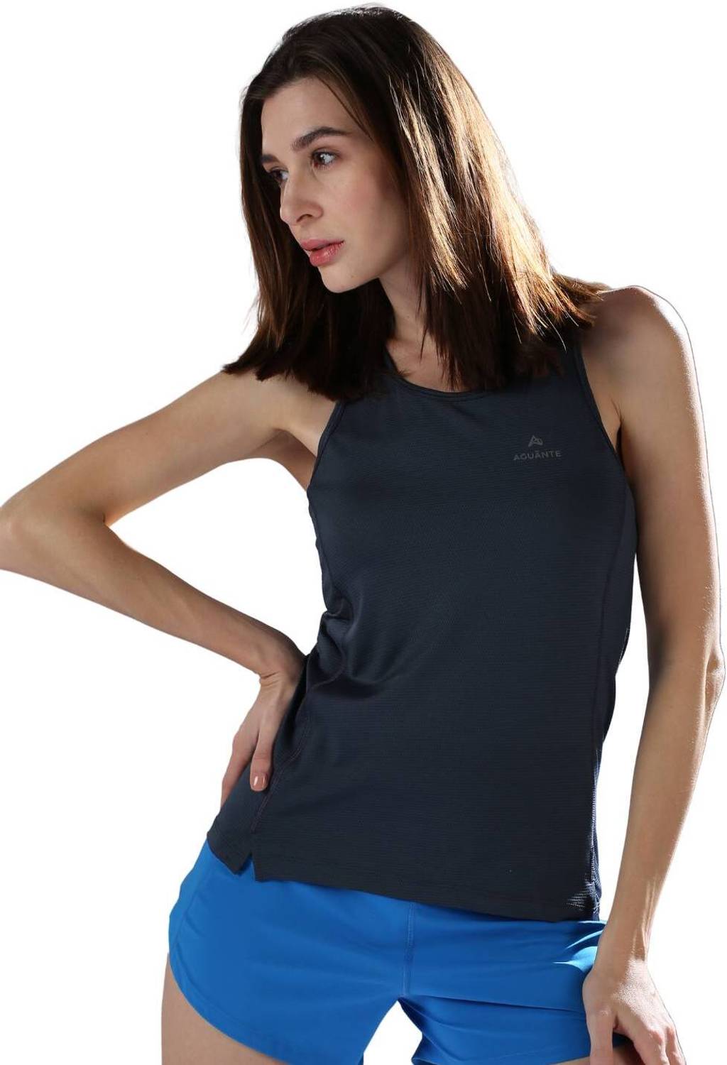 AGUANTE Solid Women Round Neck Grey T-Shirt