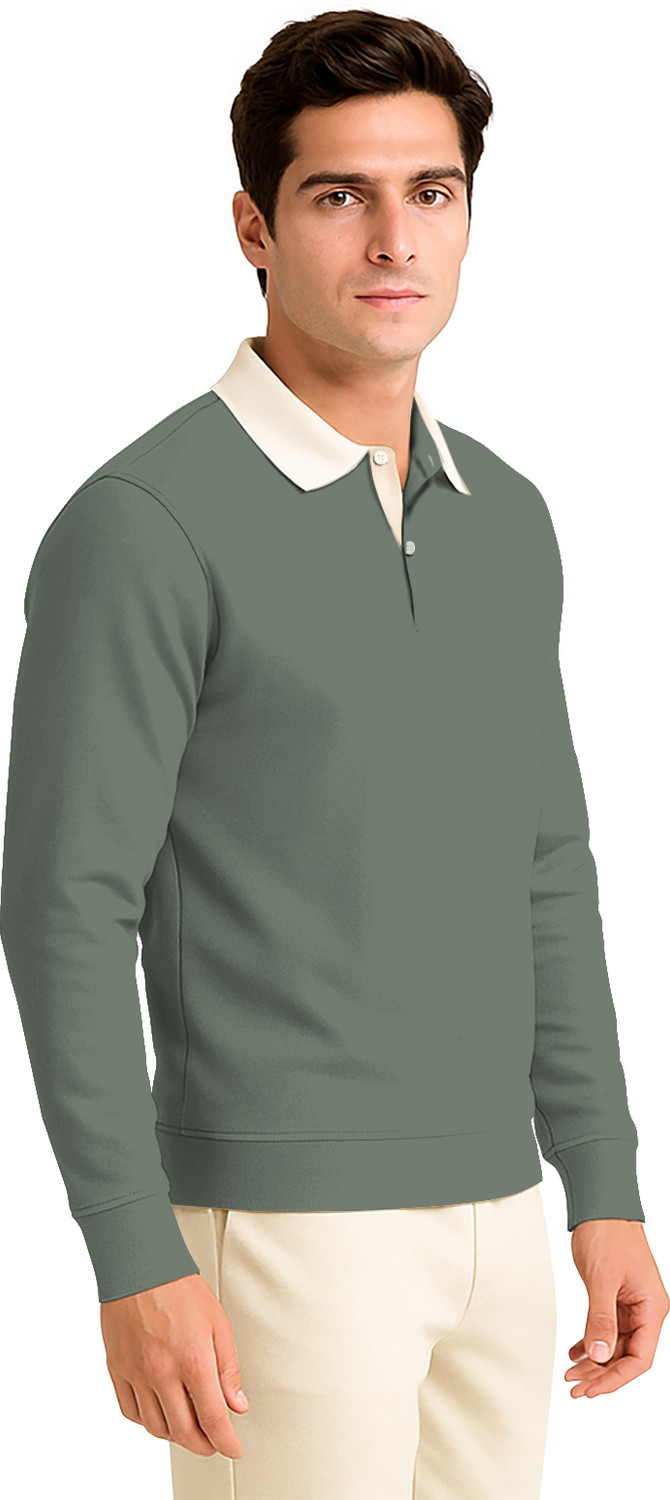 Image of Bullmer Solid Men Polo Neck Dark Green T-Shirt