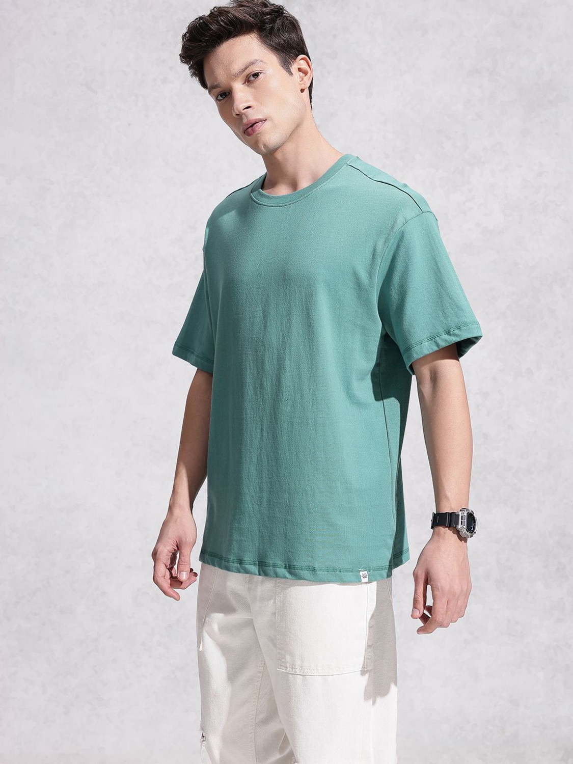 Image of WROGN Printed Men Round Neck Green T-Shirt