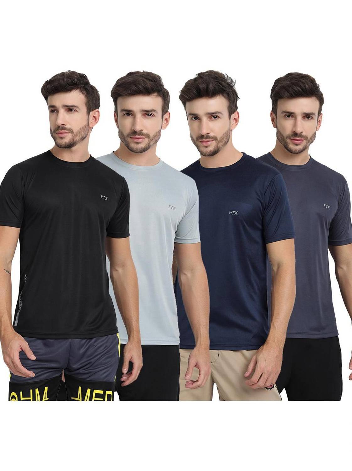 FTX Solid Men Round Neck Multicolor T-Shirt