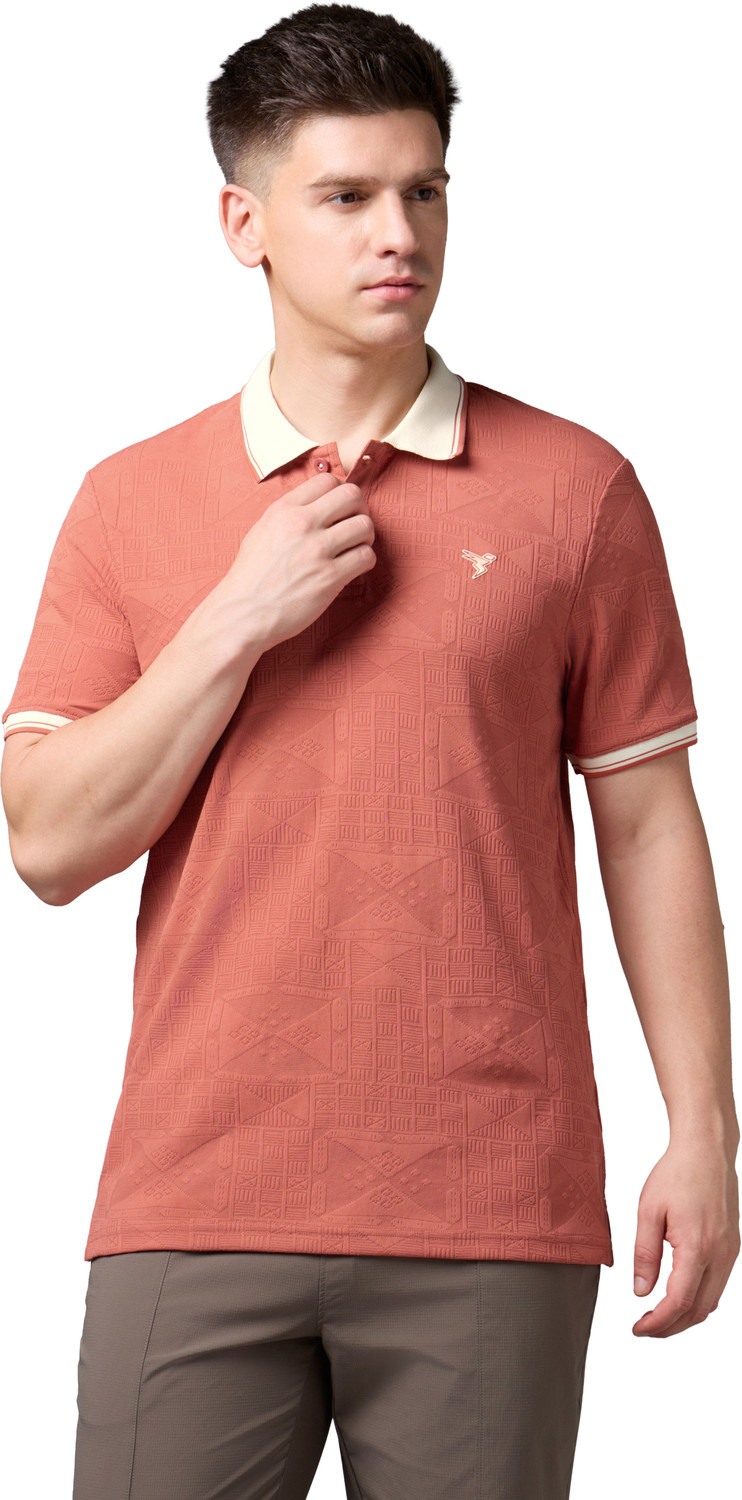 Image of TECHNOSPORT Self Design Men Polo Neck Multicolor T-Shirt