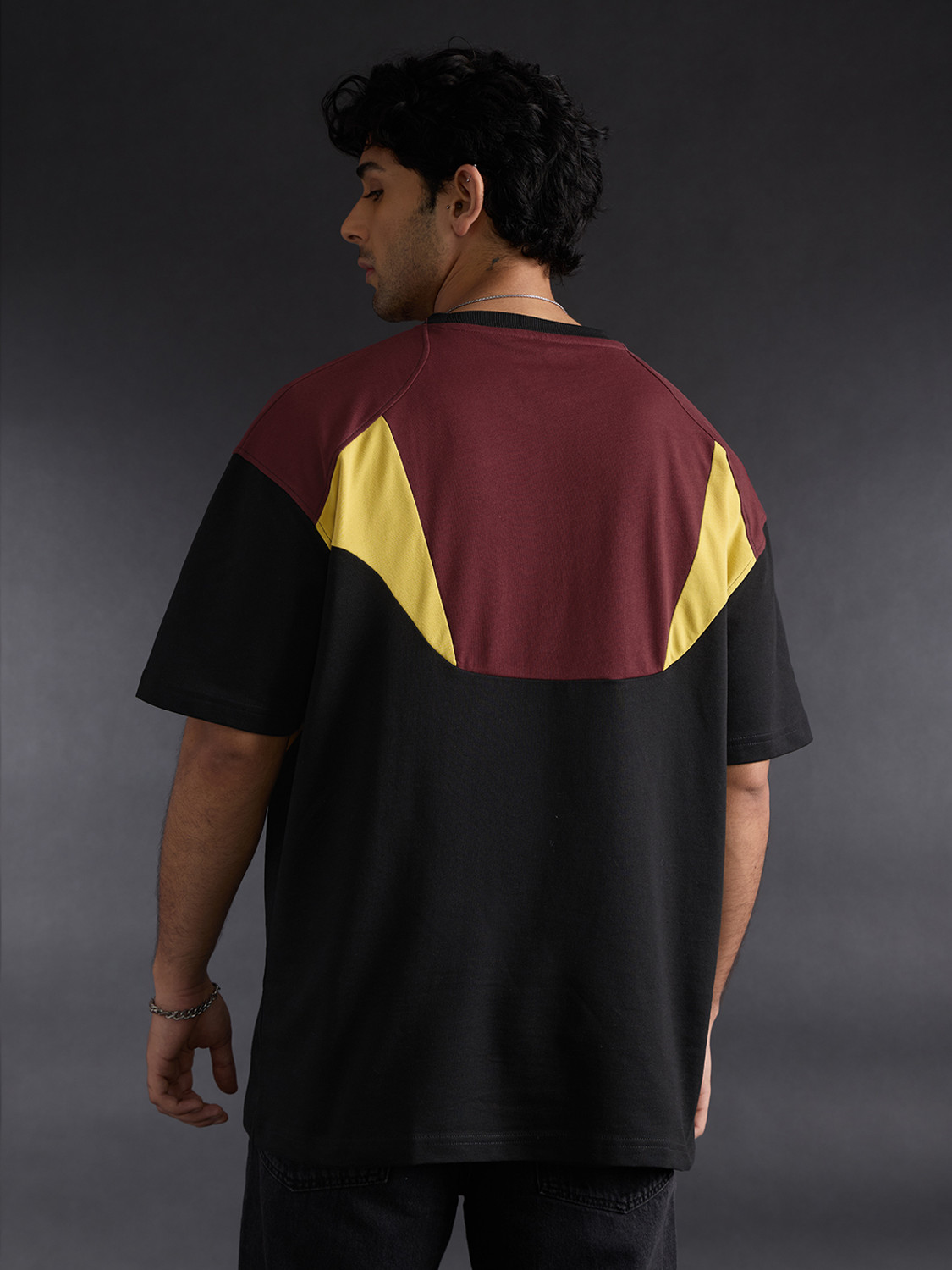 Image of The Souled Store Embroidered Men Round Neck Maroon T-Shirt