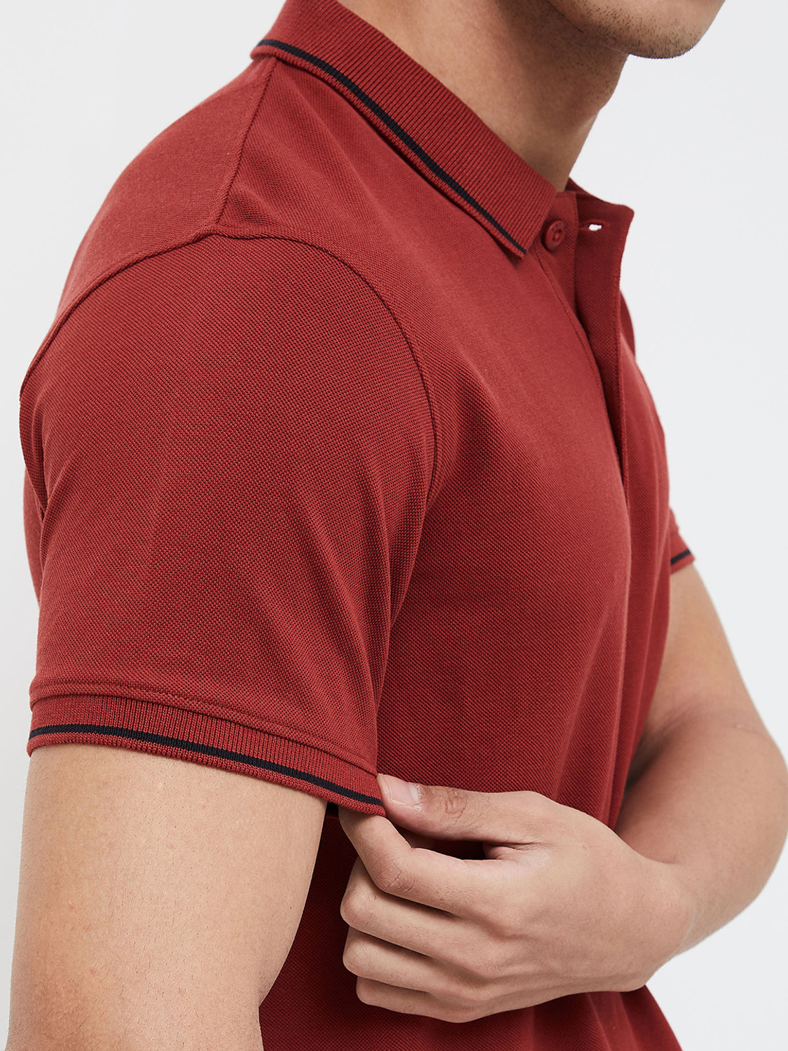 Image of Kappa Solid Men Polo Neck Brown T-Shirt