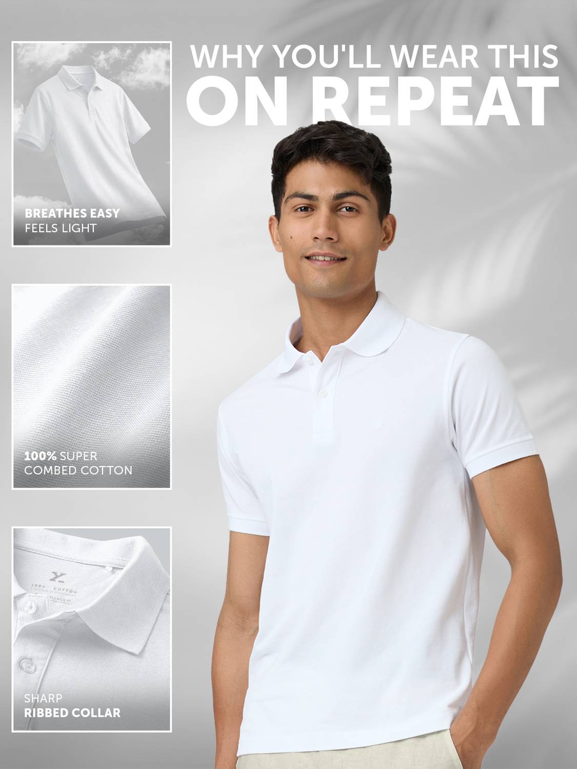 XYXX Solid Men Polo Neck White T-Shirt - Buy XYXX Solid Men Polo