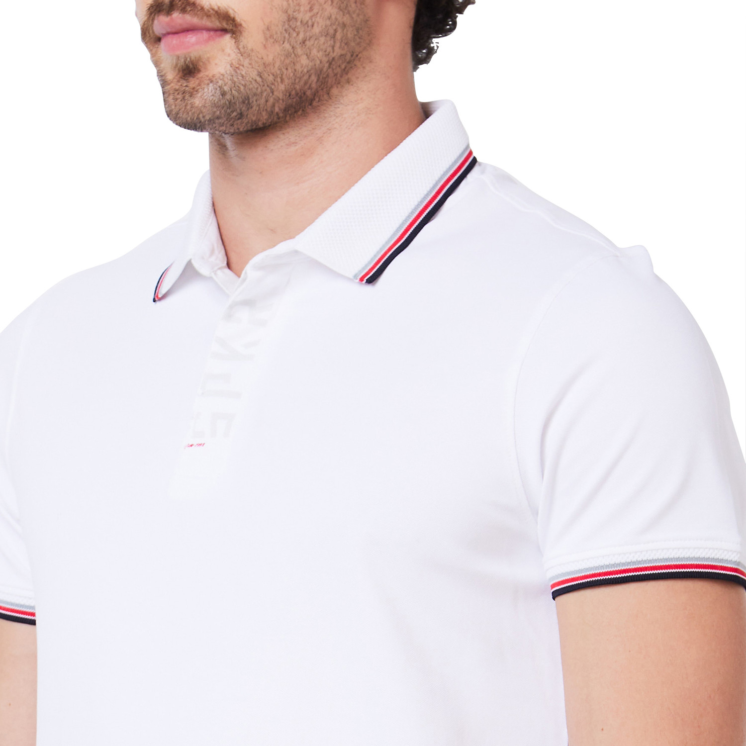 Image of Spykar Solid Men Polo Neck White T-Shirt