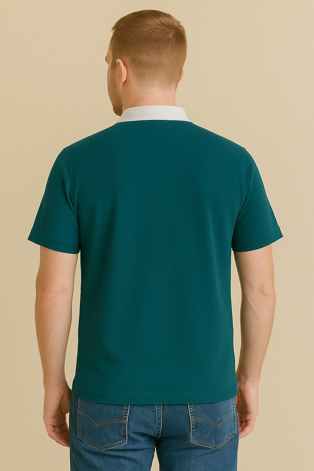 Image of Try This Striped Men Polo Neck Green T-Shirt