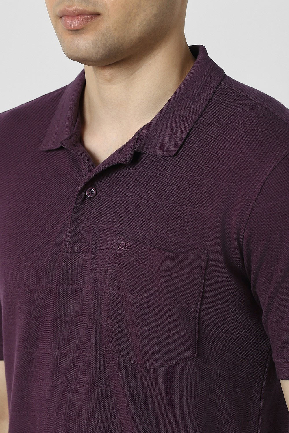 Image of PETER ENGLAND Solid Men Polo Neck Purple T-Shirt