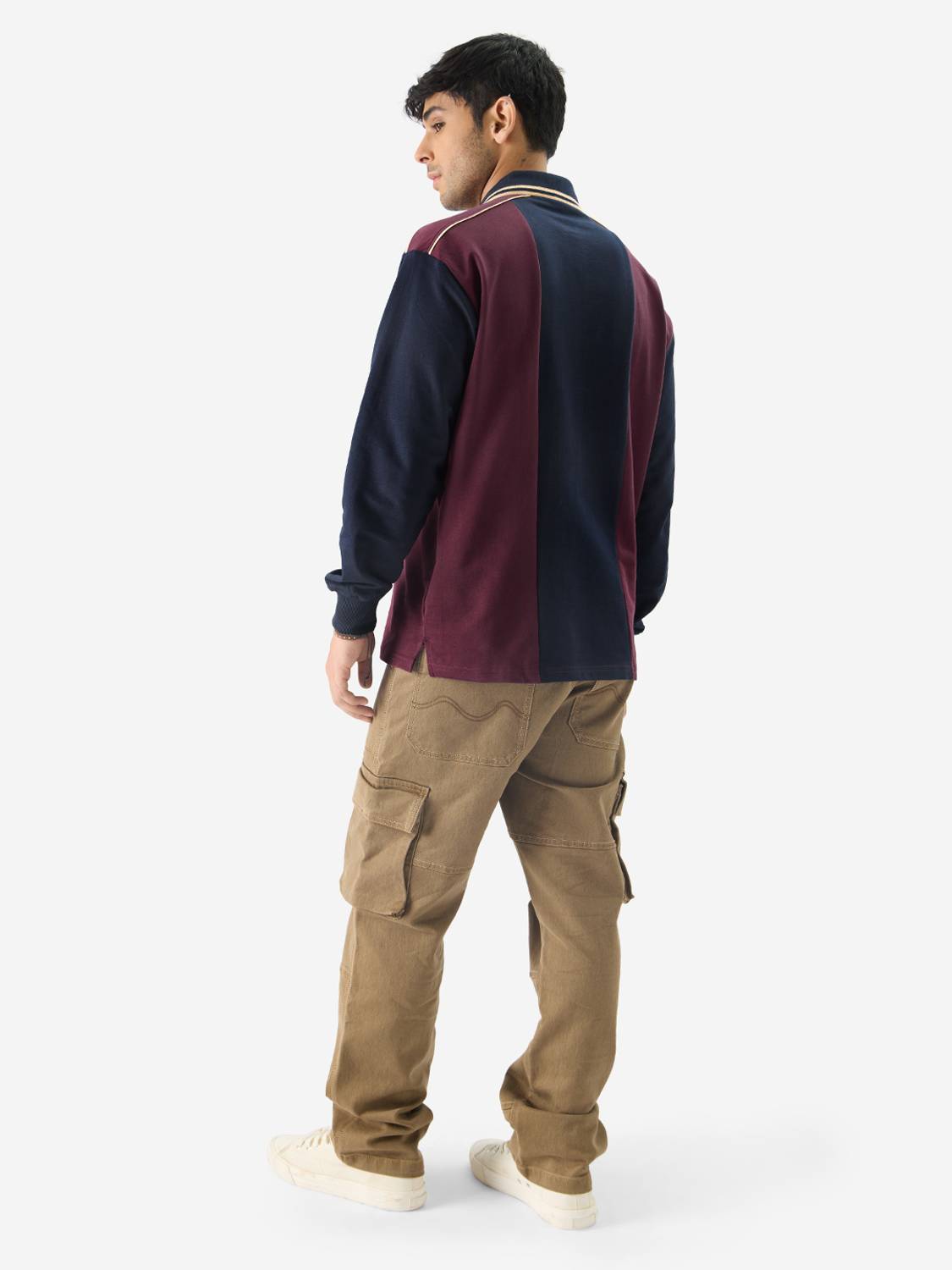 The Souled Store Colorblock Men Polo Neck Multicolor T-Shirt - Image 2