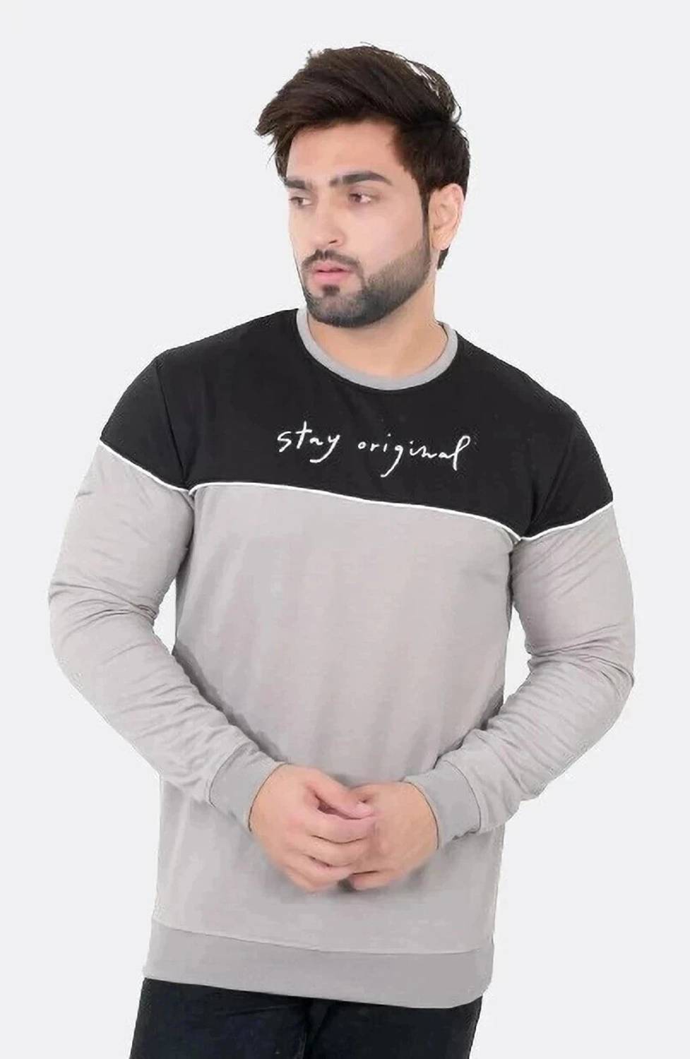 E-MAX Men Printed Round Neck Polyester Grey T-Shirt