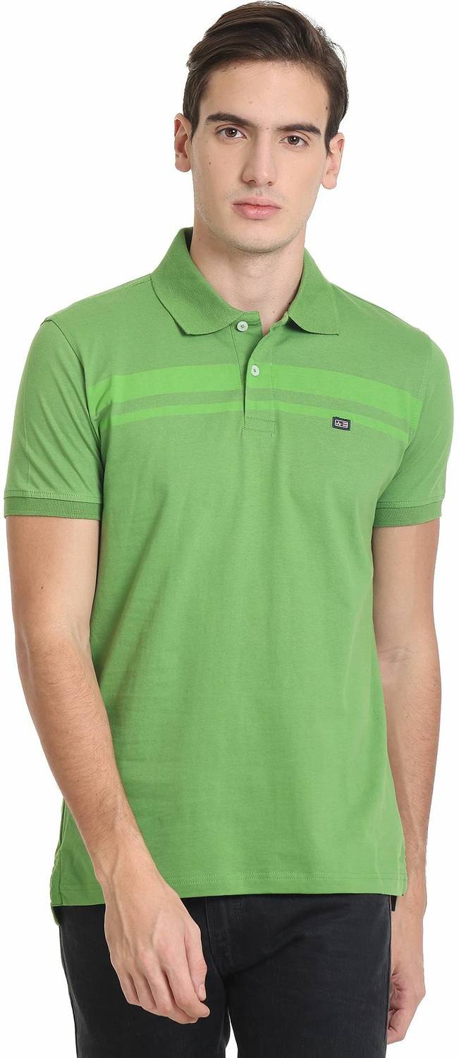 Arrow Sport Printed Men Polo Neck Green T-Shirt