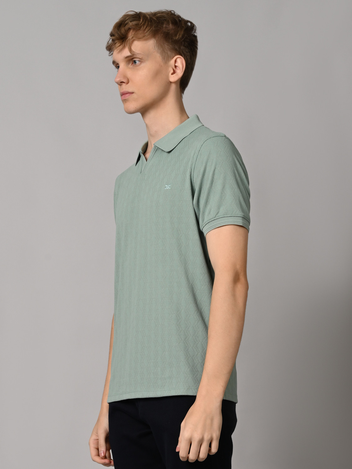 Image of KILLER Self Design Men Polo Neck Light Green T-Shirt