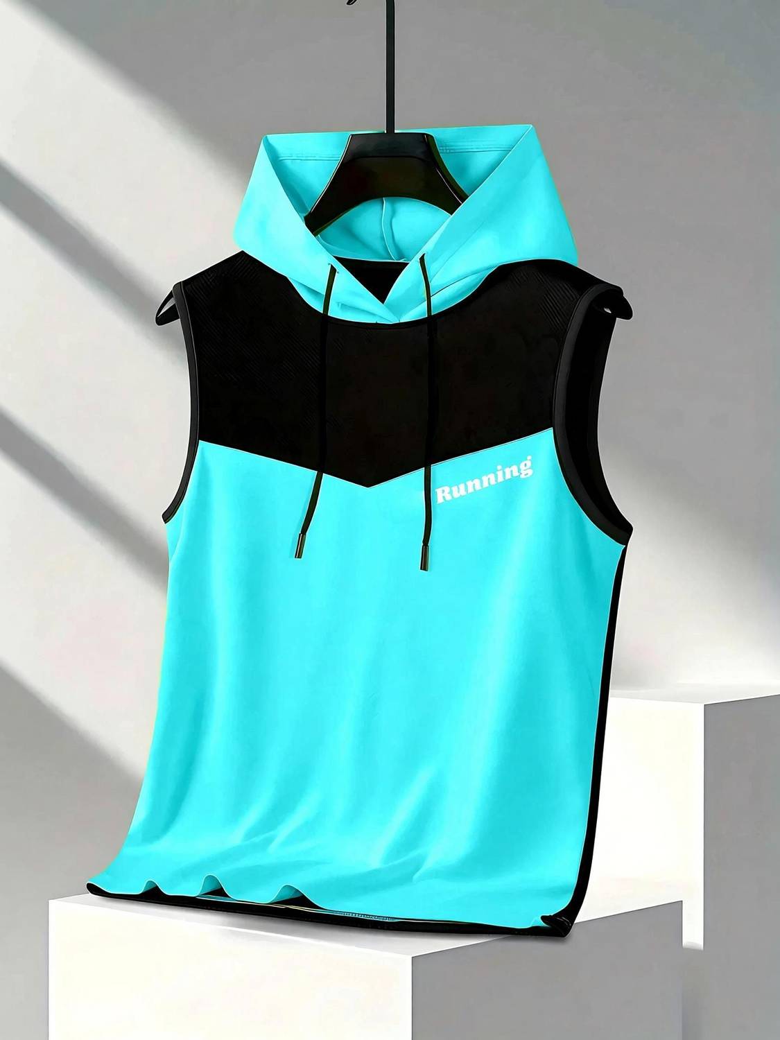 zenfit Colorblock Men Hooded Neck Light Blue T-Shirt - Image 2
