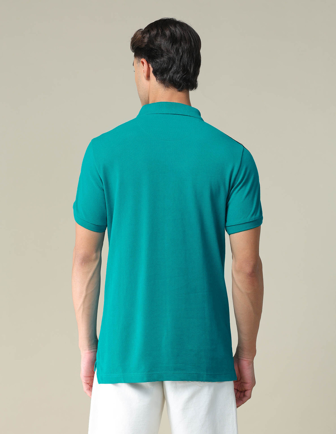Image of U.S. POLO ASSN. Solid Men Polo Neck Blue T-Shirt