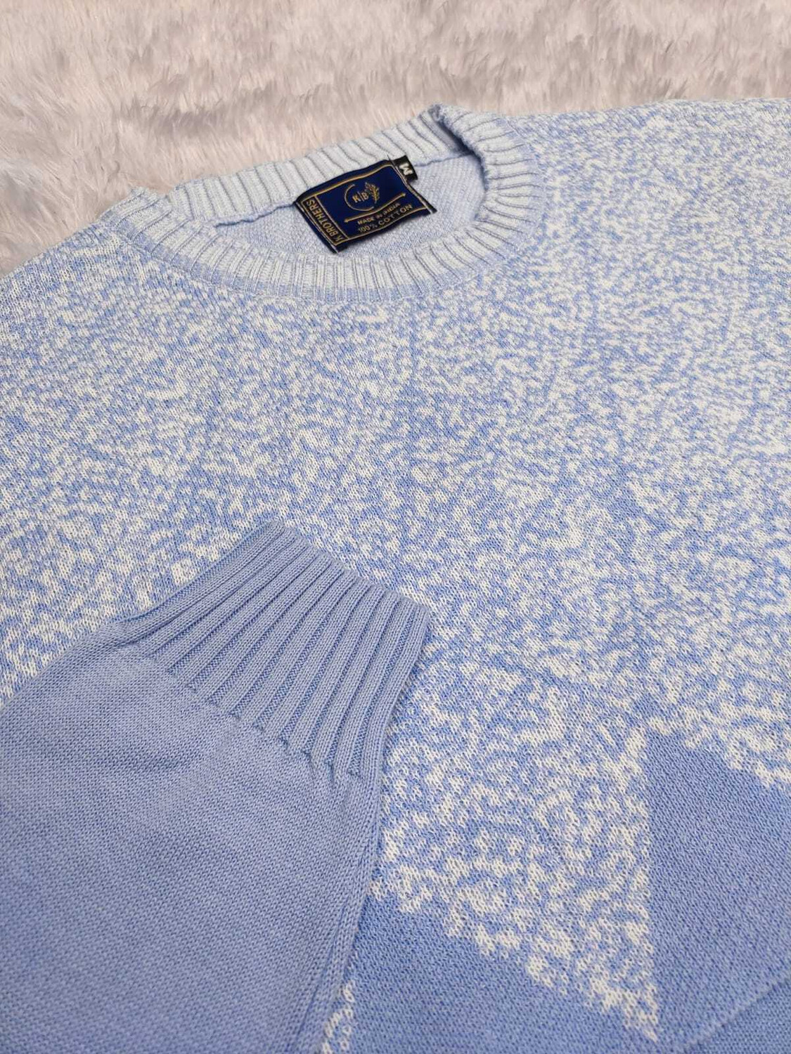Image of K Brothers Self Design Men Round Neck Light Blue T-Shirt